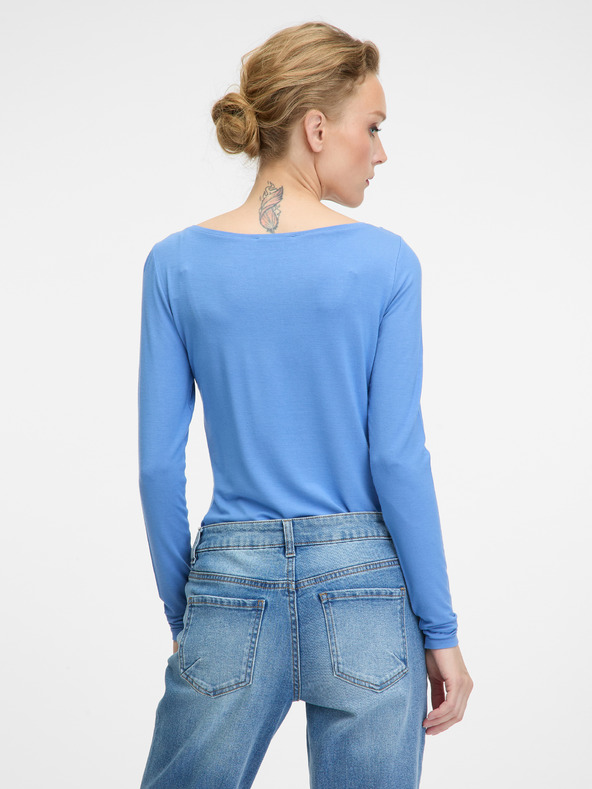 Orsay Modré dámské tričko s dlouhým rukávem ORSAY
