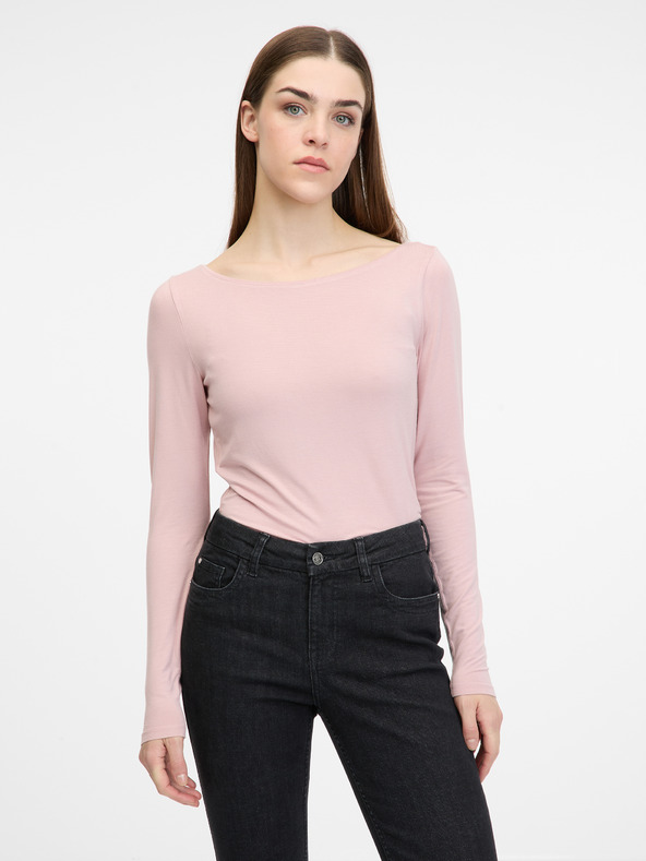 Orsay Světle růžové dámské tričko s dlouhým rukávem ORSAY