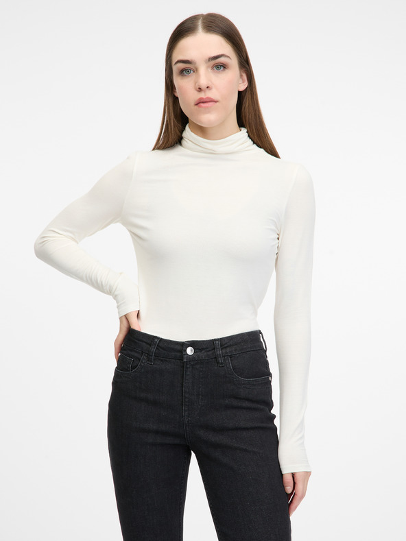 Orsay Krémové dámské tričko s dlouhým rukávem ORSAY