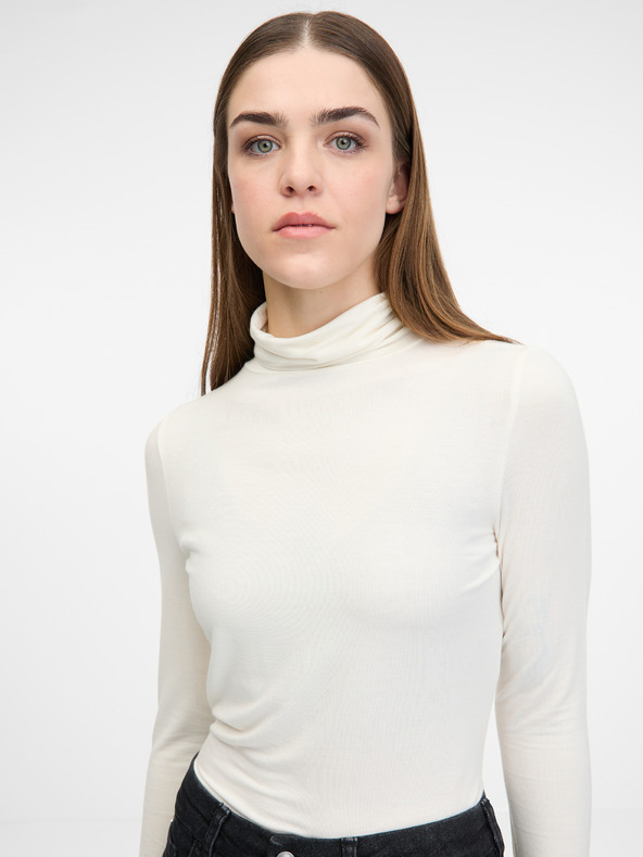 Orsay Krémové dámské tričko s dlouhým rukávem ORSAY