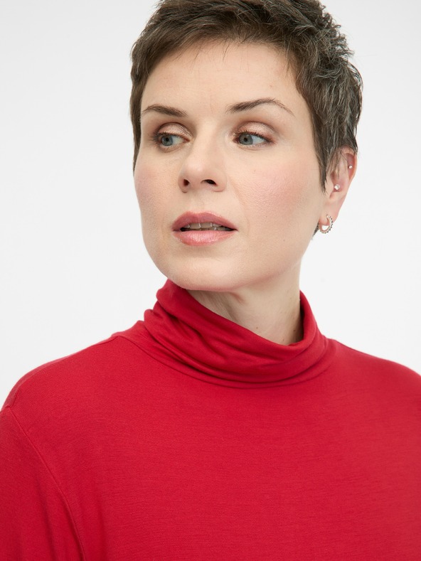 Orsay Červené dámské tričko s dlouhým rukávem ORSAY