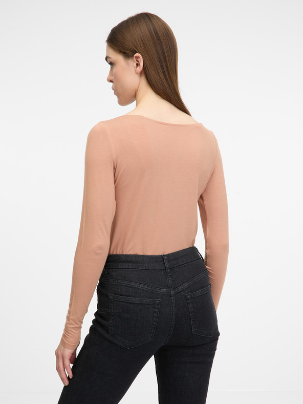 Orsay Světle hnědé dámské tričko s dlouhým rukávem ORSAY