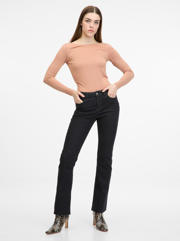 Orsay Světle hnědé dámské tričko s dlouhým rukávem ORSAY