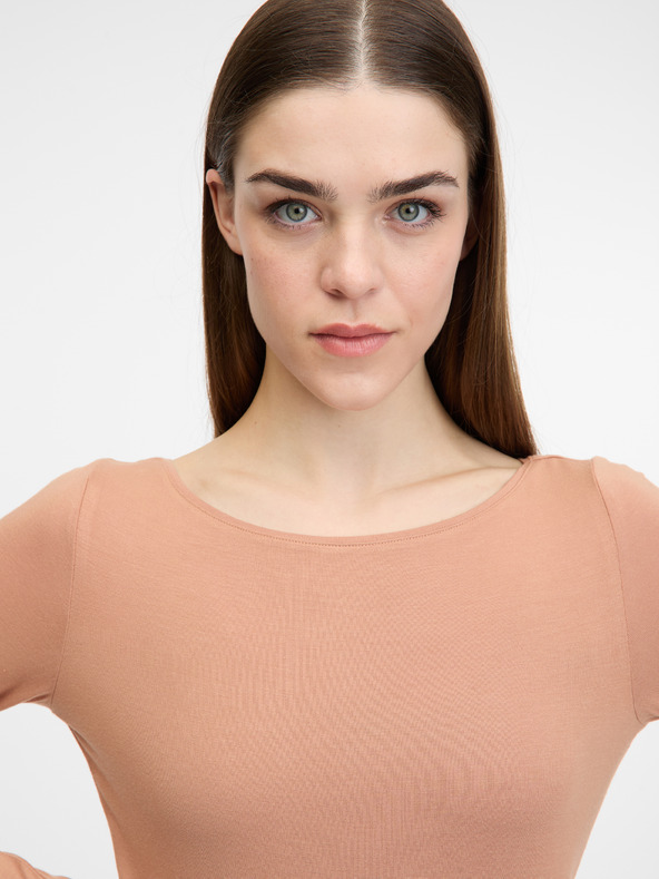 Orsay Světle hnědé dámské tričko s dlouhým rukávem ORSAY