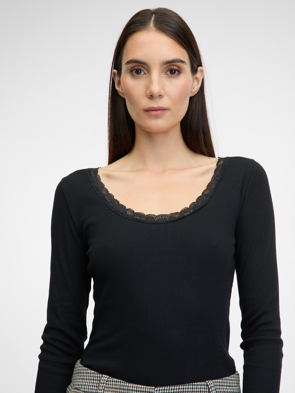Orsay Černé dámské tričko s dlouhým rukávem ORSAY