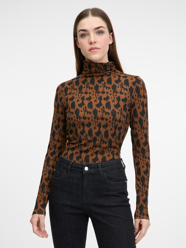 Orsay Světle hnědé dámské tričko s dlouhým rukávem ORSAY