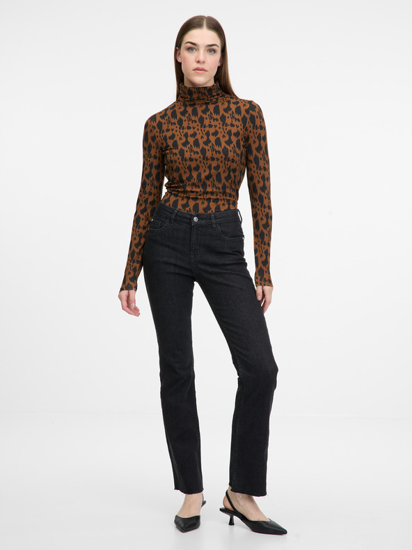 Orsay Světle hnědé dámské tričko s dlouhým rukávem ORSAY