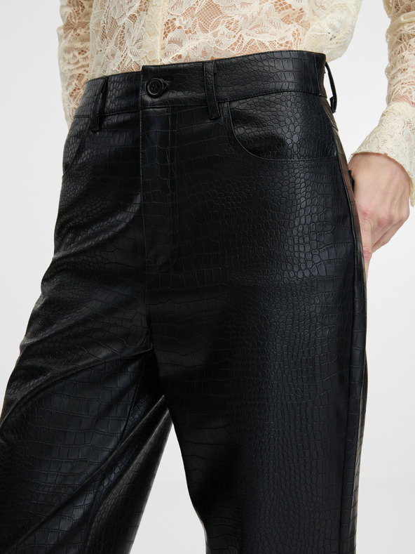 Orsay Černé koženkové dámské kalhoty ORSAY