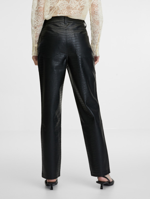 Orsay Černé koženkové dámské kalhoty ORSAY