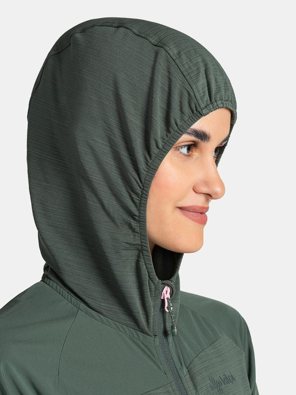 Kilpi Tmavě zelená dámská strečová mikina s kapucí Kilpi MEMPHIS-W