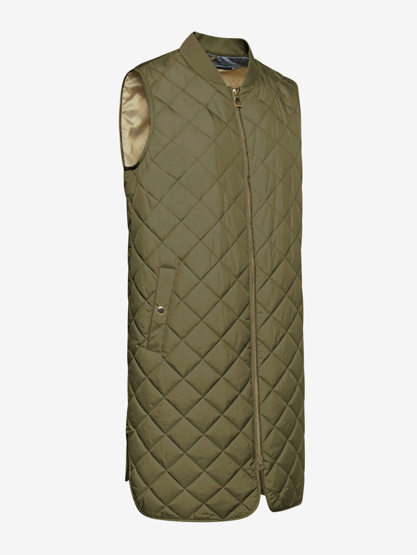 Geox Khaki dámská dlouhá prošívaná vesta Geox Asheely