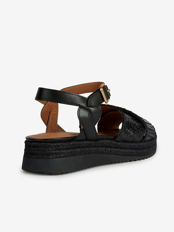 Geox Černé dámské kožené sandálky Geox Eolie