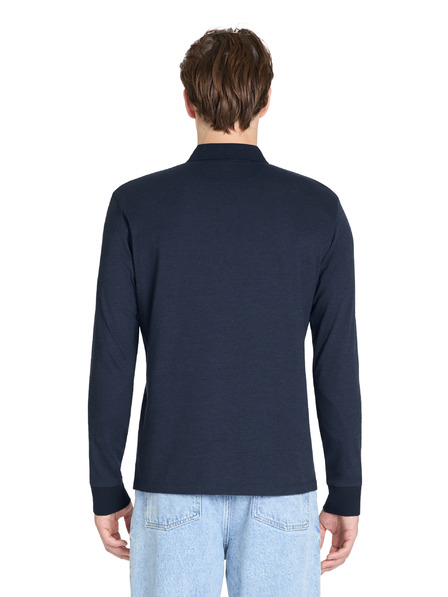 Celio Tmavě modré pánské polo tričko s dlouhým rukávem Celio Jiwomini
