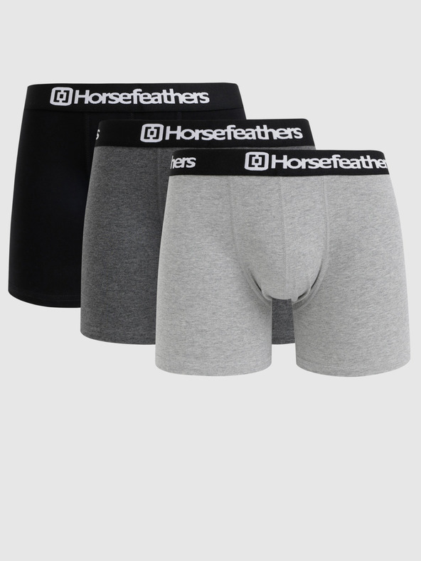 Horsefeathers Sada tří boxerek v šedé a černé barvě Horsefeathers Dynasty