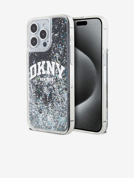 DKNY Liquid Glitter Arch Logo Zadní Kryt pro iPhone 13 Pro Max Black DKNY