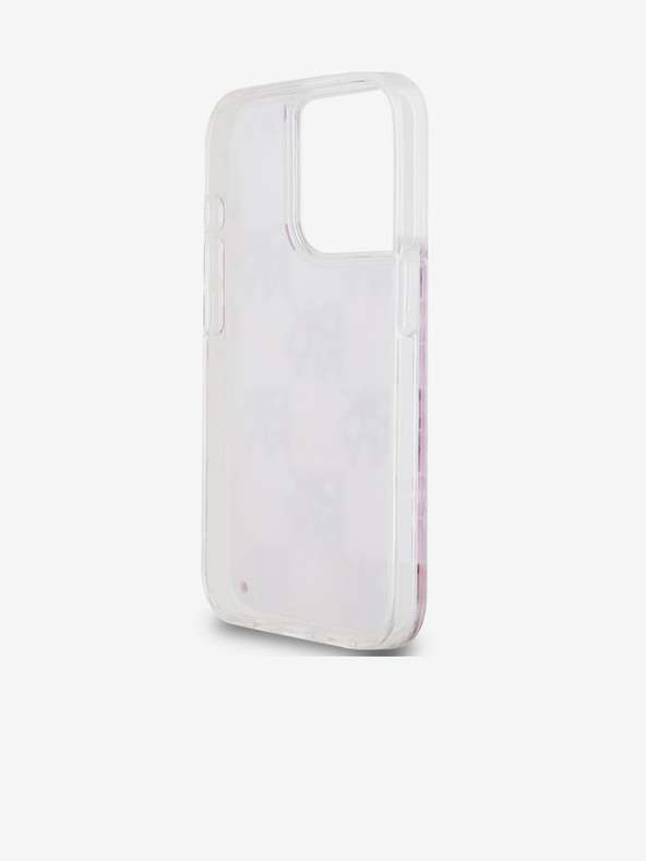 DKNY Liquid Glitter Checkered Pattern Zadní Kryt pro iPhone 15 Pro Pink DKNY
