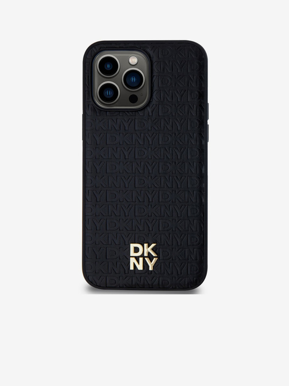 DKNY PU Leather Repeat Pattern Stack Logo Magsafe Zadní Kryt pro iPhone 13 Pro Max Black DKNY
