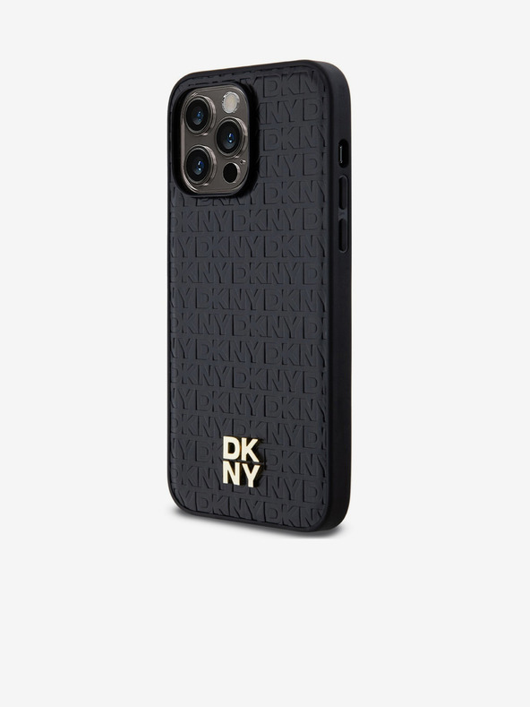 DKNY PU Leather Repeat Pattern Stack Logo Magsafe Zadní Kryt pro iPhone 13 Pro Max Black DKNY