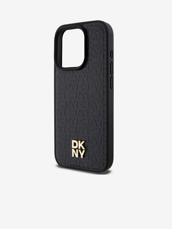 DKNY PU Leather Repeat Pattern Stack Logo Magsafe Zadní Kryt pro iPhone 13 Pro Max Black DKNY