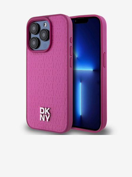 DKNY PU Leather Repeat Pattern Stack Logo Magsafe Zadní Kryt pro iPhone 15 Pro Max Pink DKNY