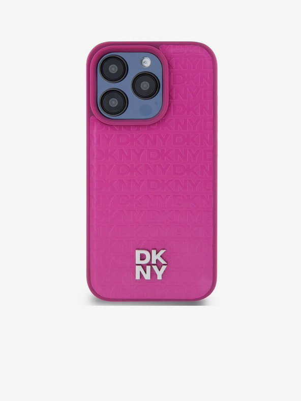 DKNY PU Leather Repeat Pattern Stack Logo Magsafe Zadní Kryt pro iPhone 15 Pro Max Pink DKNY