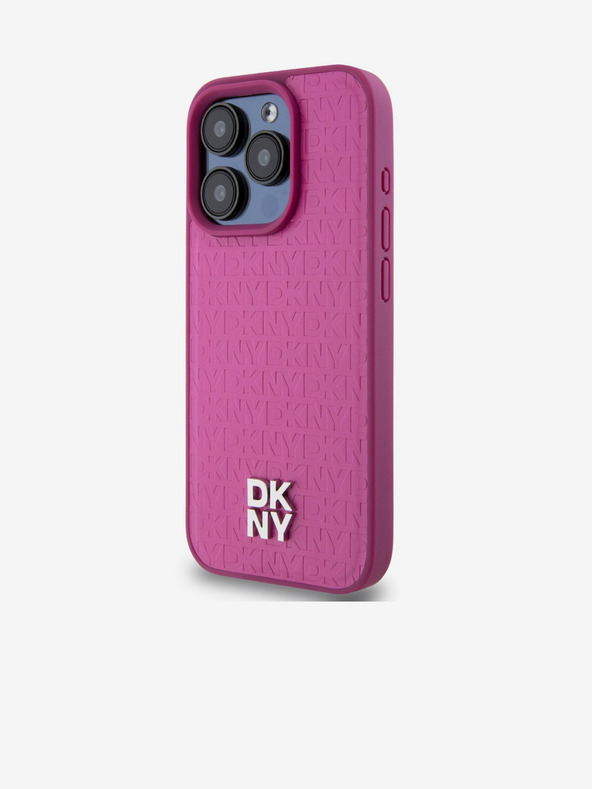 DKNY PU Leather Repeat Pattern Stack Logo Magsafe Zadní Kryt pro iPhone 15 Pro Max Pink DKNY
