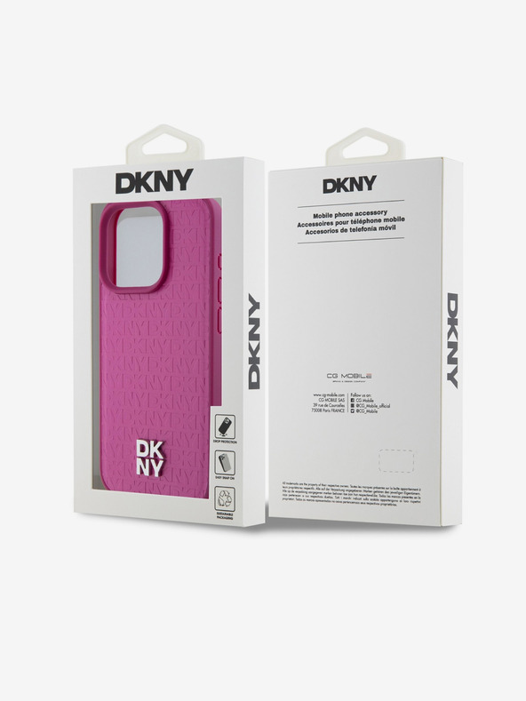 DKNY PU Leather Repeat Pattern Stack Logo Magsafe Zadní Kryt pro iPhone 15 Pro Max Pink DKNY