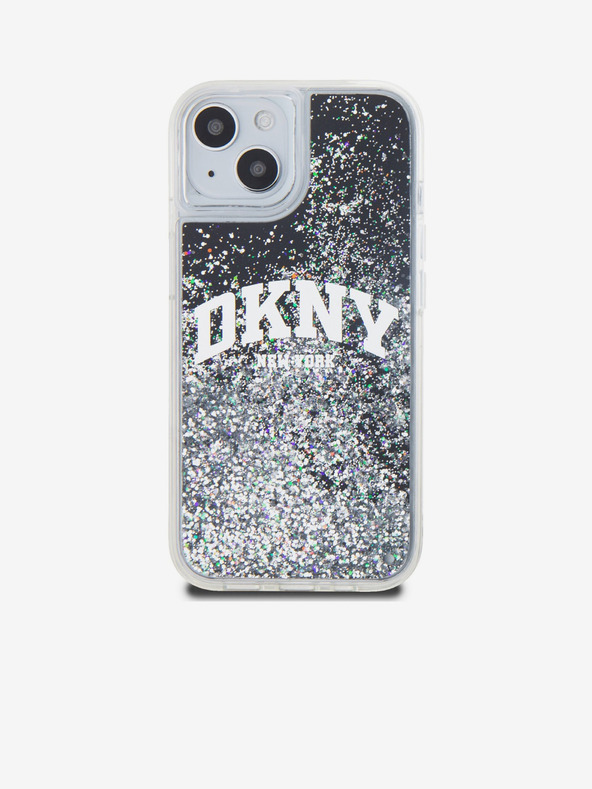 DKNY Liquid Glitter Arch Logo Zadní Kryt pro iPhone 14 Black DKNY