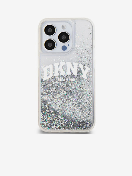 DKNY Liquid Glitter Arch Logo Zadní Kryt pro iPhone 14 Pro Max Transparent DKNY