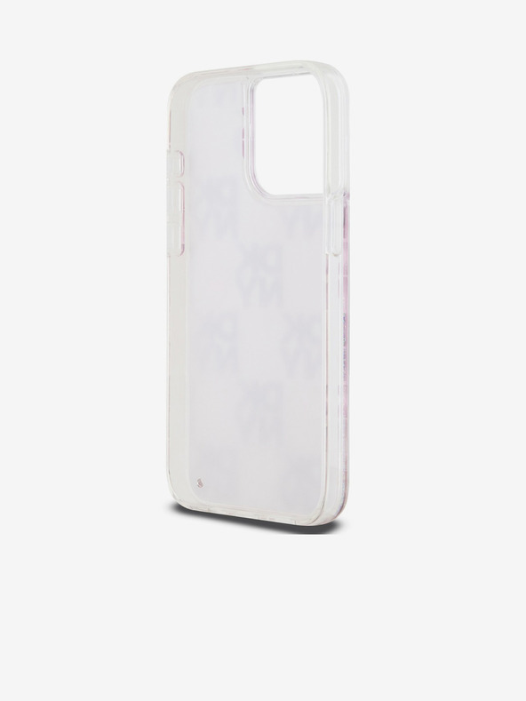 DKNY Liquid Glitter Checkered Pattern Zadní Kryt pro iPhone 15 Pro Max Pink DKNY
