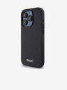 DKNY PU Leather Silver Metal Logo Magsafe Zadní Kryt pro iPhone 15 Pro Black DKNY