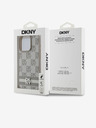 DKNY PU Leather Checkered Pattern and Stripe Zadní Kryt pro iPhone 14 Pro Beige DKNY