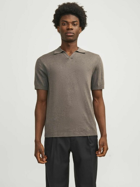 Jack & Jones Hnědé pánské polo tričko Jack & Jones Cigor