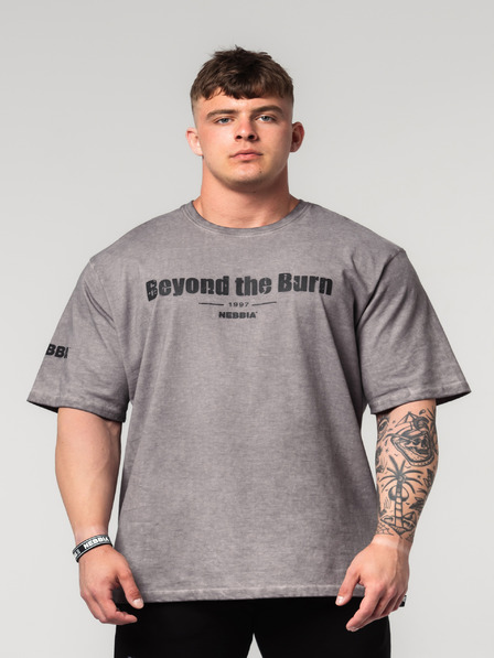 Nebbia Washed-off bavlnený heavyweight tričko GRIND 370