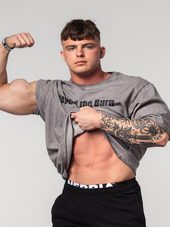 Nebbia Washed-off bavlnený heavyweight tričko GRIND 370