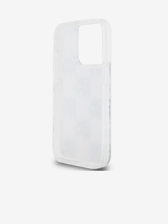 DKNY Liquid Glitter Checkered Pattern Zadní Kryt pro iPhone 15 Pro Transparent DKNY