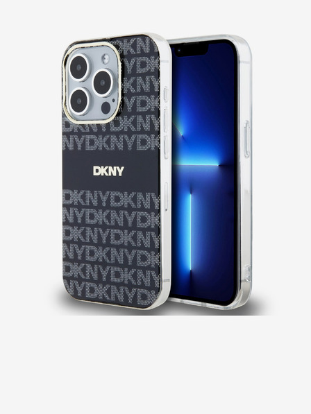 DKNY PC/TPU Repeat Pattern Tonal Stripe Magsafe Zadní Kryt pro iPhone 15 Pro Black DKNY
