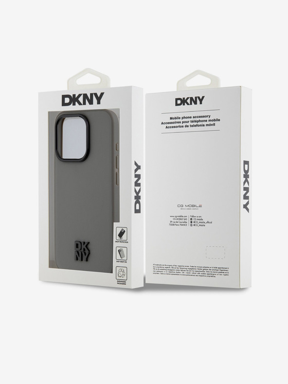 DKNY PU Leather Stack Logo Magsafe Zadní Kryt pro iPhone 15 Pro Grey DKNY