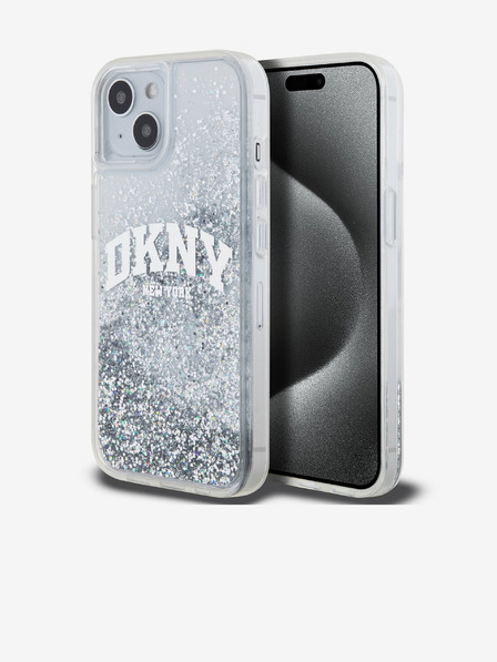 DKNY Liquid Glitter Arch Logo Zadní Kryt pro iPhone 14 Transparent DKNY