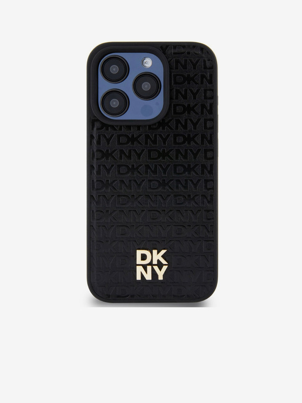 DKNY PU Leather Repeat Pattern Stack Logo Magsafe Zadní Kryt pro iPhone 14 Pro Max Black DKNY