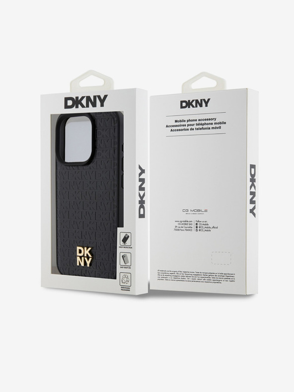 DKNY PU Leather Repeat Pattern Stack Logo Magsafe Zadní Kryt pro iPhone 14 Pro Max Black DKNY