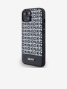 DKNY PU Leather Repeat Pattern Bottom Stripe MagSafe Zadní Kryt pro iPhone 14 Black DKNY
