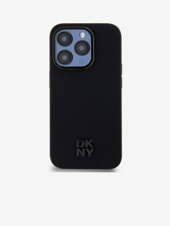 DKNY PU Leather Stack Logo Magsafe Zadní Kryt pro iPhone 15 Pro Black DKNY