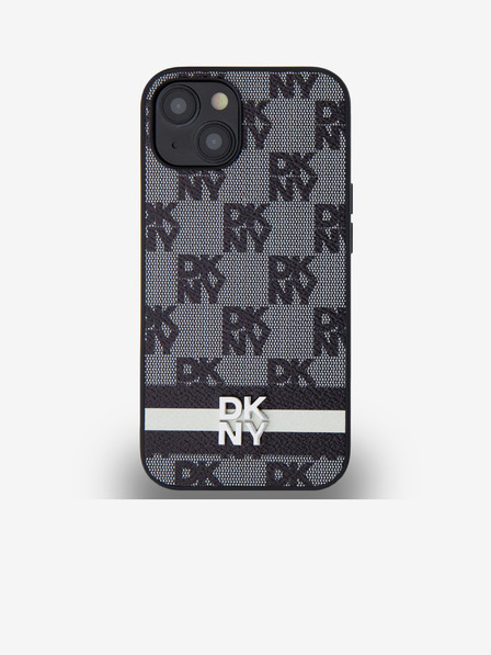 DKNY PU Leather Checkered Pattern and Stripe Zadní Kryt pro iPhone 14 Black DKNY