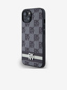 DKNY PU Leather Checkered Pattern and Stripe Zadní Kryt pro iPhone 14 Black DKNY