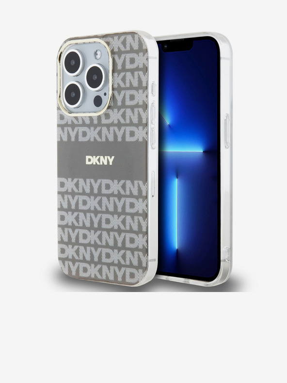 DKNY PC/TPU Repeat Pattern Tonal Stripe Magsafe Zadní Kryt pro iPhone 15 Pro Beige DKNY