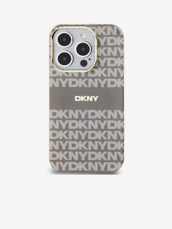 DKNY PC/TPU Repeat Pattern Tonal Stripe Magsafe Zadní Kryt pro iPhone 15 Pro Beige DKNY