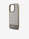 DKNY PU Leather Repeat Pattern Bottom Stripe MagSafe Zadní Kryt pro iPhone 15 Pro Brown DKNY