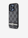 DKNY PU Leather Checkered Pattern and Stripe Zadní Kryt pro iPhone 14 Pro Black DKNY