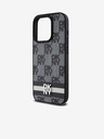 DKNY PU Leather Checkered Pattern and Stripe Zadní Kryt pro iPhone 14 Pro Black DKNY